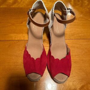 Red Leather Paseart Espadrilles Wedges size 40 9